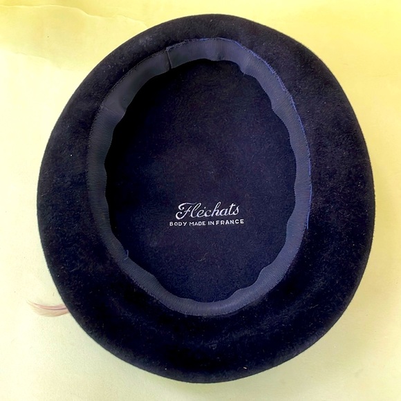 Vintage black Flechats small velvet hat main image 8
